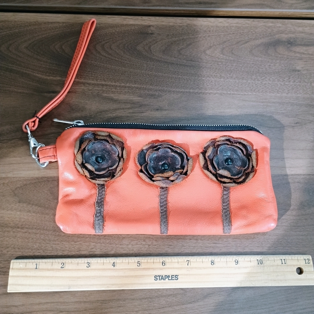 Boheme Orange Floral Wristlet Clutch